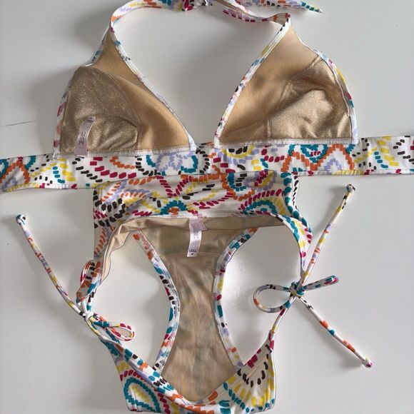 Victoria's Secret Y2K Floral Paisley Multicolor String Bikini Swimsuit Medium - Picture 6 of 10